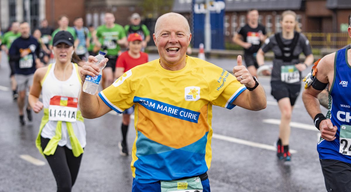 Simon Cummings, pictured on Marathon day last year, will be supporting the SERC Relay team this year